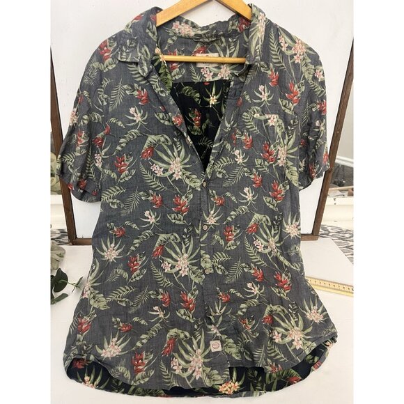Marine Layer Short Sleeve Button Up Shirt Men's Large Blue Red Popover Hawaii. V - Picture 1 of 6